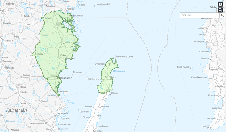 Bild över beredskapszoner nära Oskarshamns kärnkraftverk